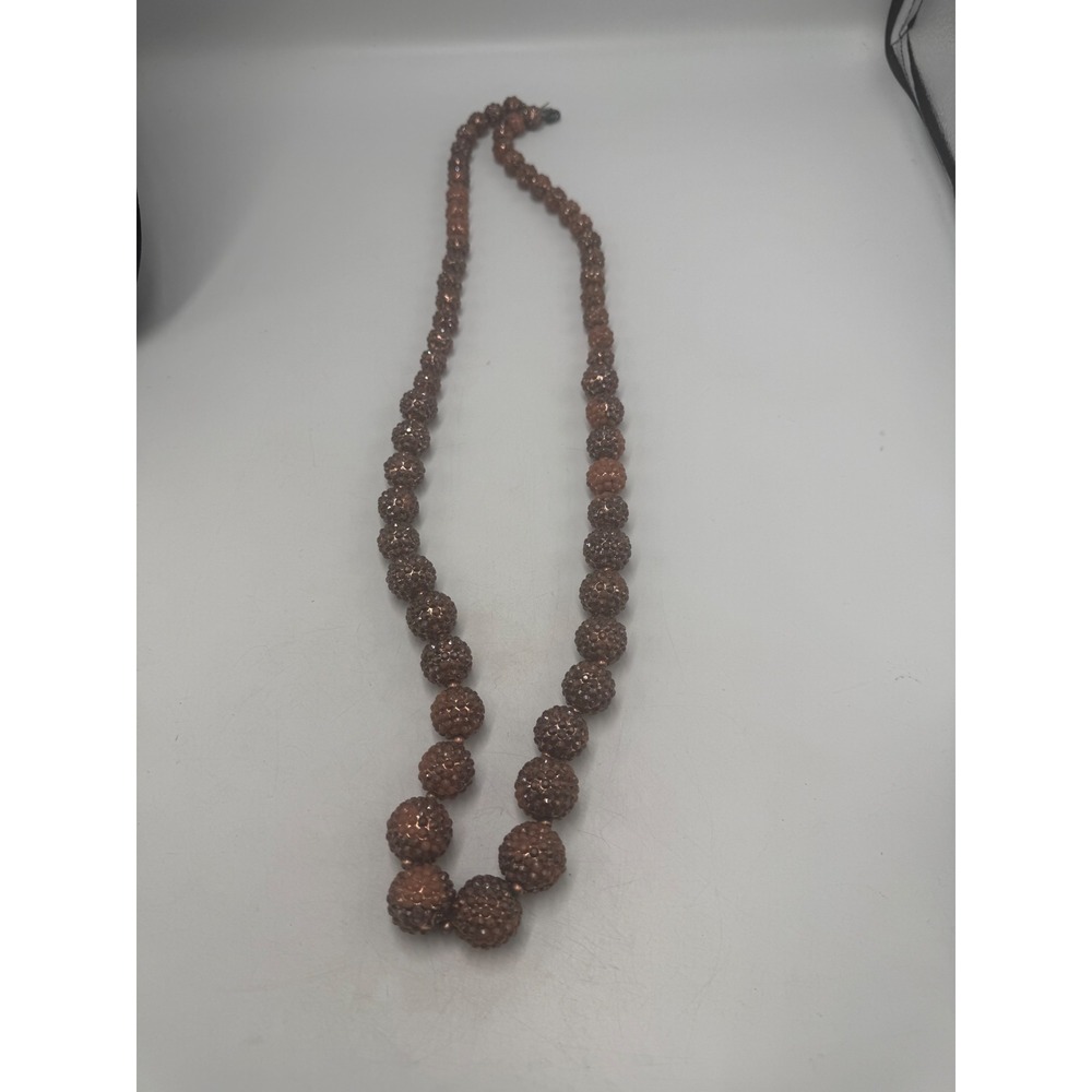 Kenneth Jay Lane KJL Copper Bronze Faceted Beaded Statement Necklace 22 Inch